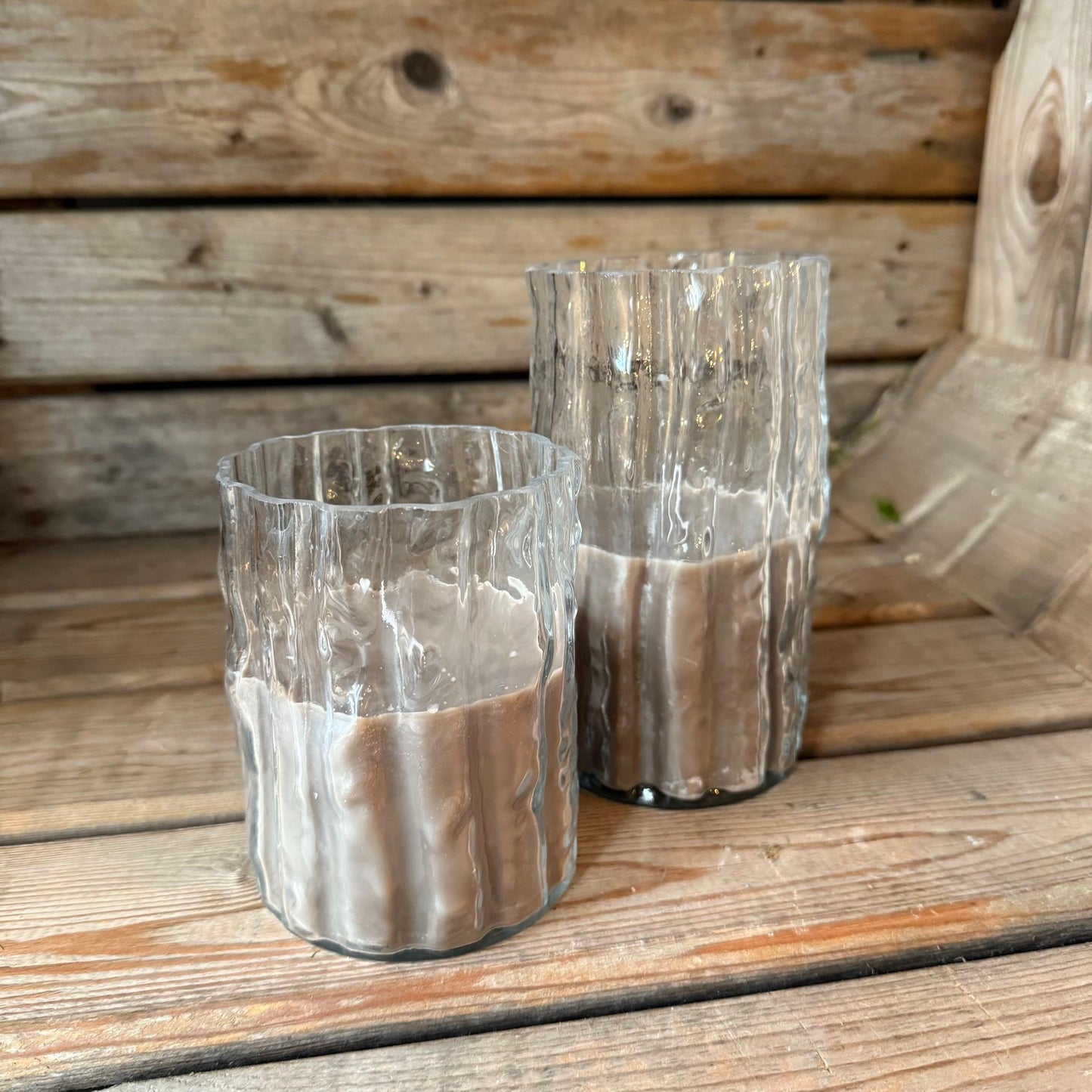 Naturinspirierte Glasvase inkl. Kerzenwachs