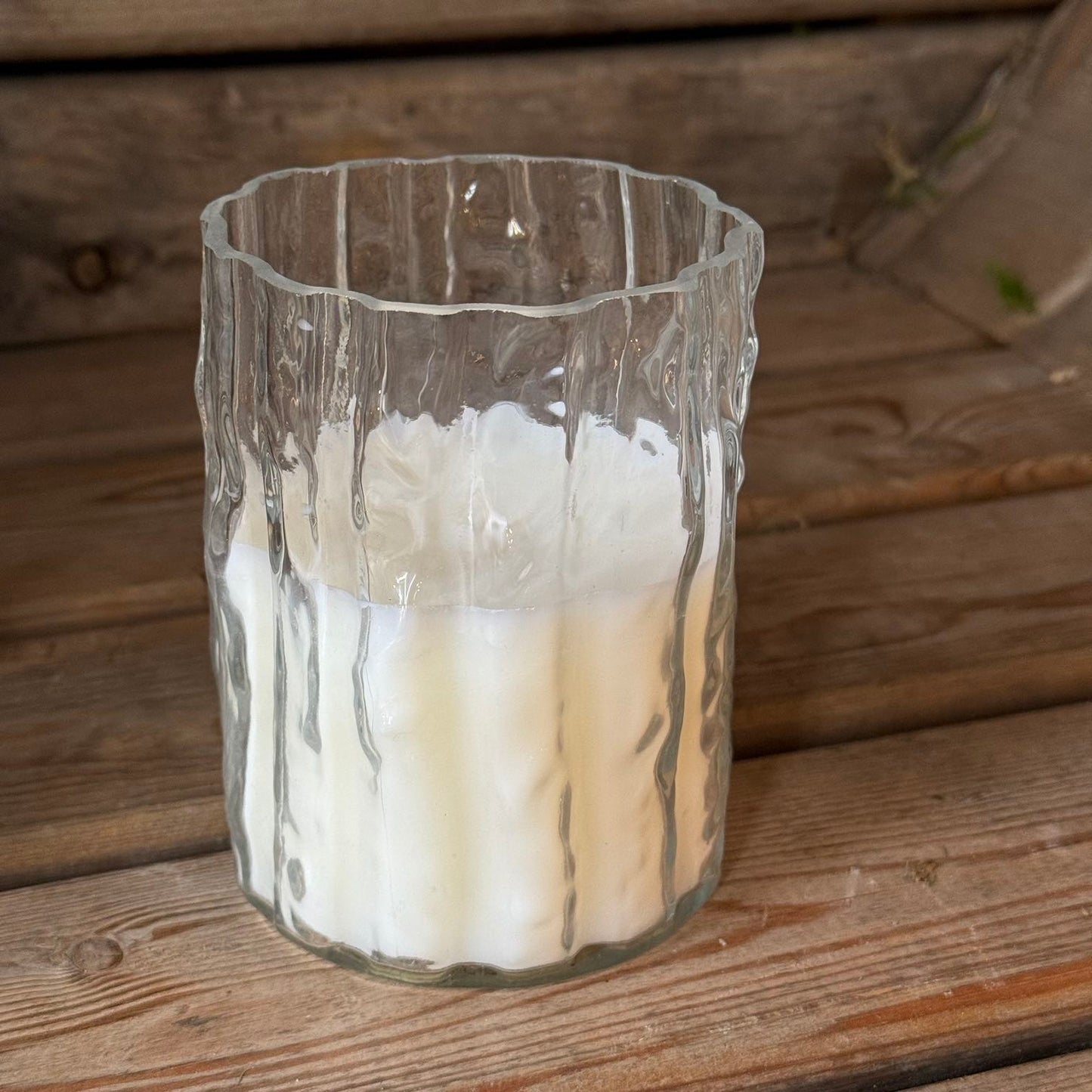 Naturinspirierte Glasvase inkl. Kerzenwachs