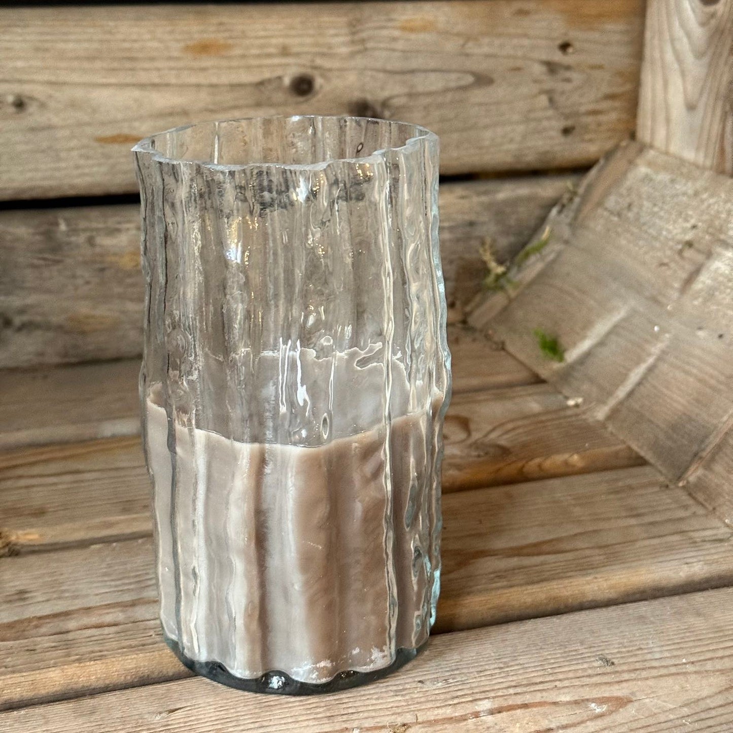 Naturinspirierte Glasvase inkl. Kerzenwachs