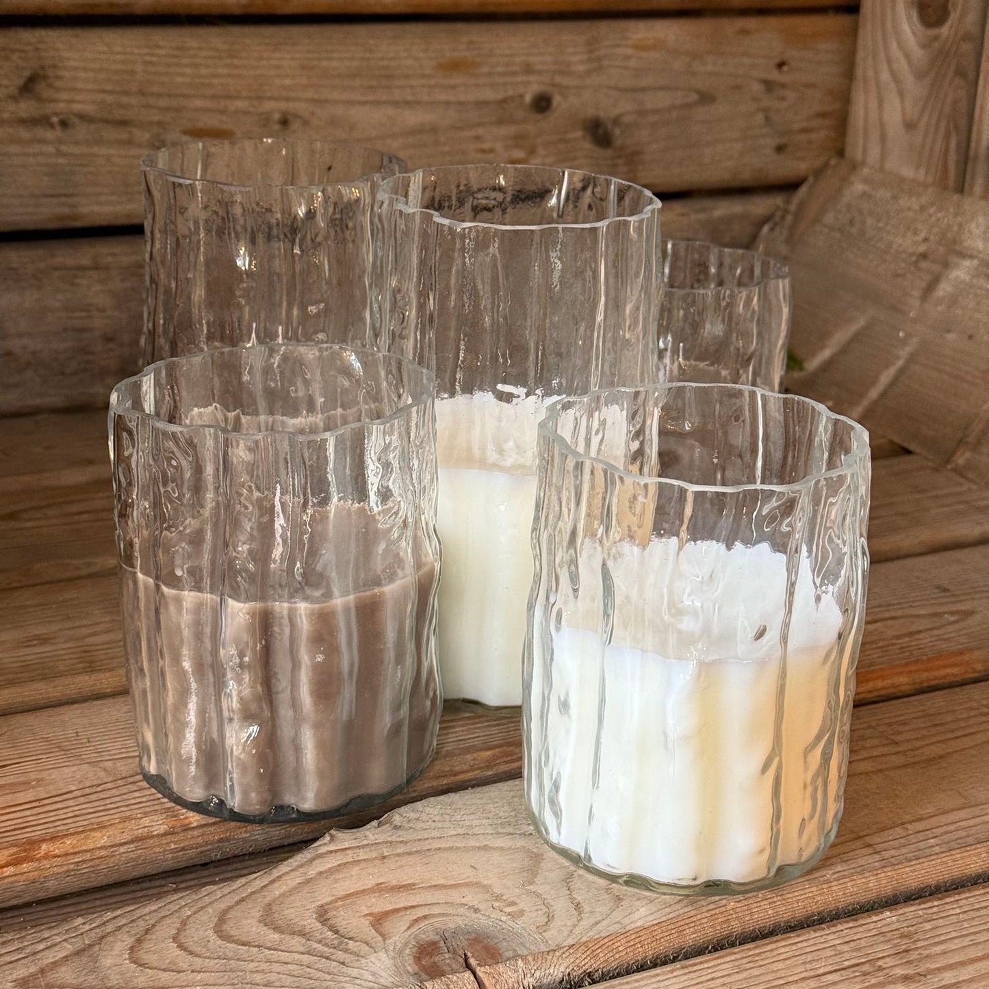 Naturinspirierte Glasvase inkl. Kerzenwachs