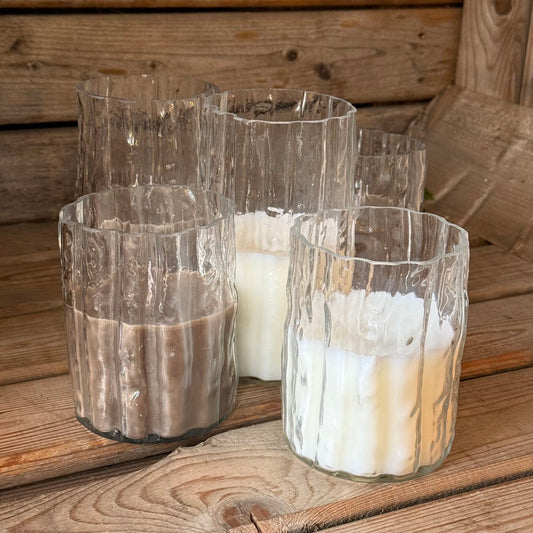 Naturinspirierte Glasvase inkl. Kerzenwachs