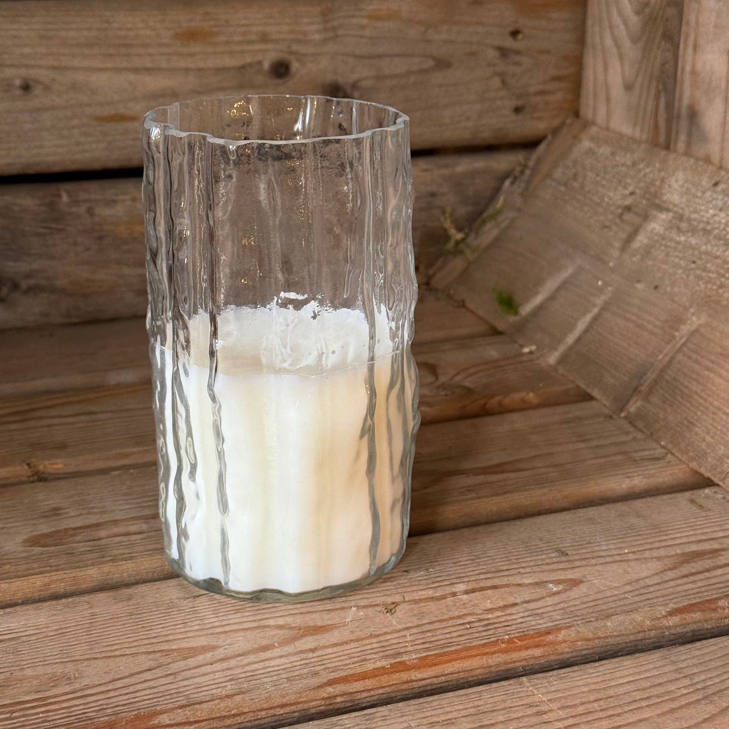 Naturinspirierte Glasvase inkl. Kerzenwachs