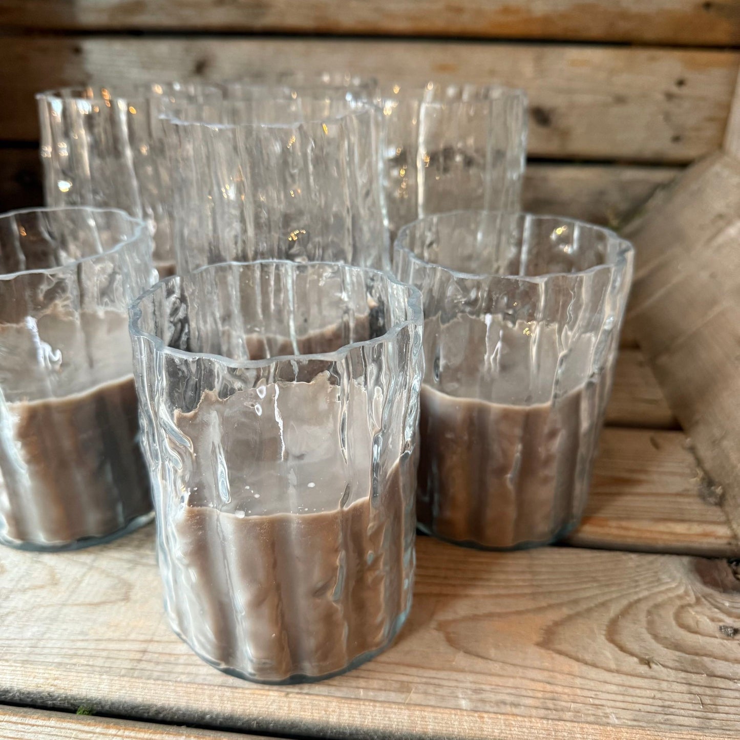 Naturinspirierte Glasvase inkl. Kerzenwachs